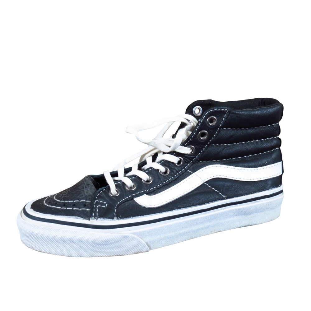Vans Sk8-Hi Women Sneaker Size 5 Skate Casual Black White Leather High Top